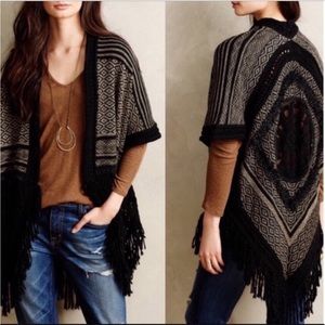 Angel of the North Anthropologie Galenia fringe mixed material cardigan